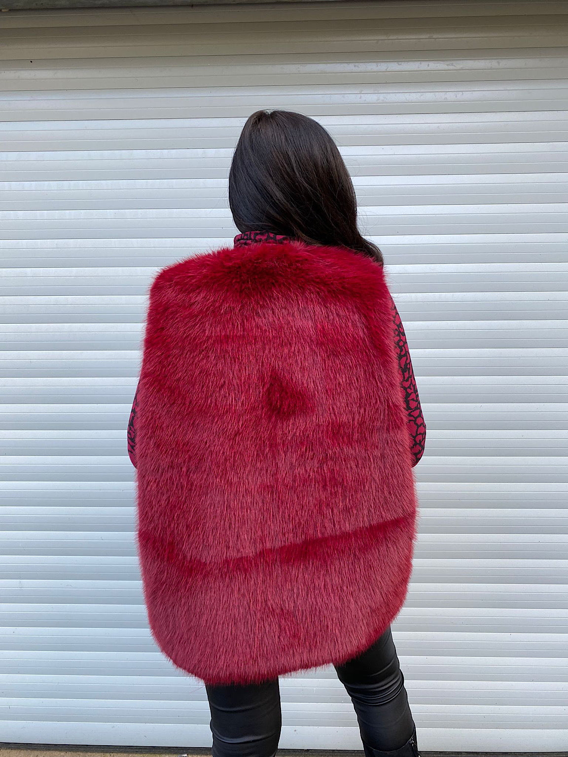 Wine Faux Fur Lined Gilet