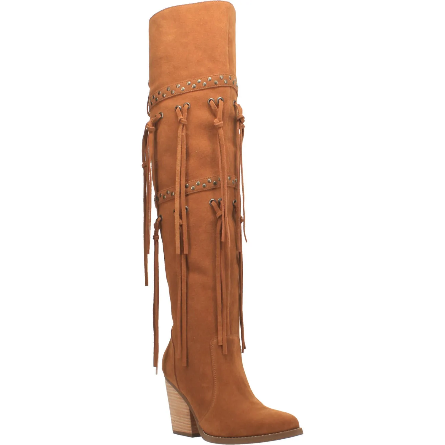 Witchy Woman Whiskey Leather Fringe Boots (DS)