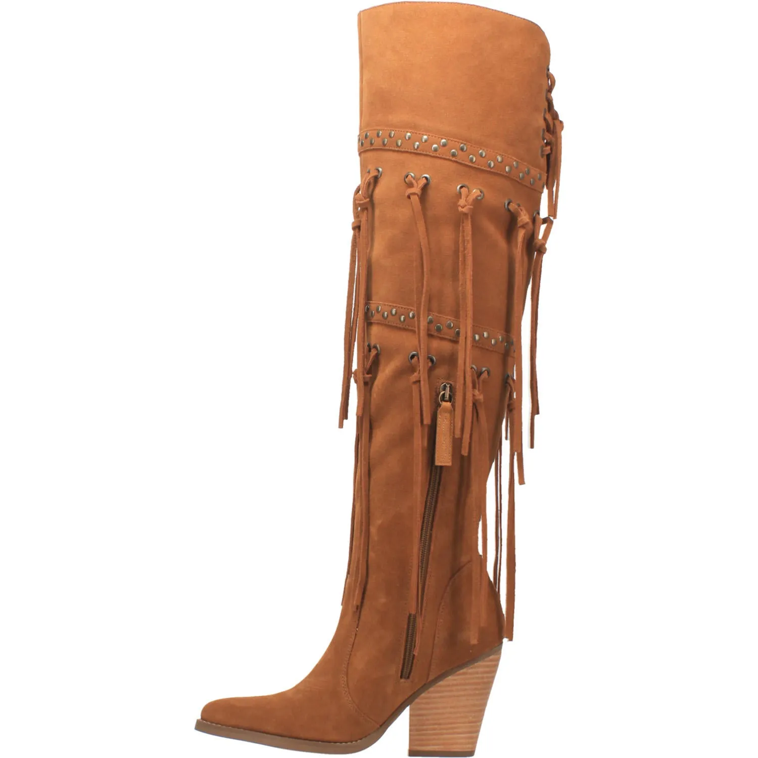 Witchy Woman Whiskey Leather Fringe Boots (DS)