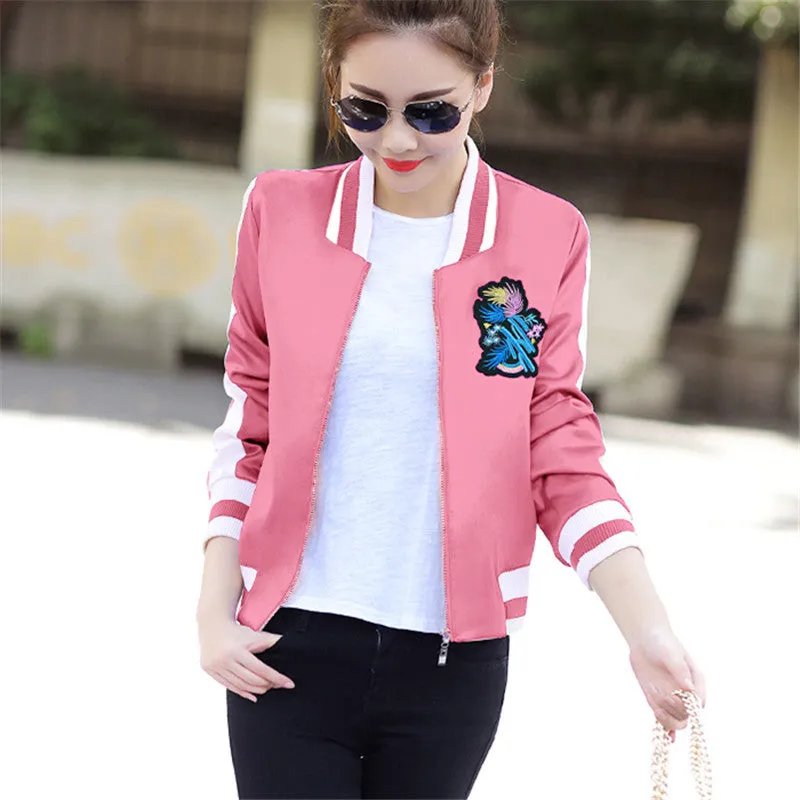 Women New Baseball Stand Collar Fleece Jacket With Pockets Zipper Coat Hoodies Embroidery Sweatshirts 71718 SM6