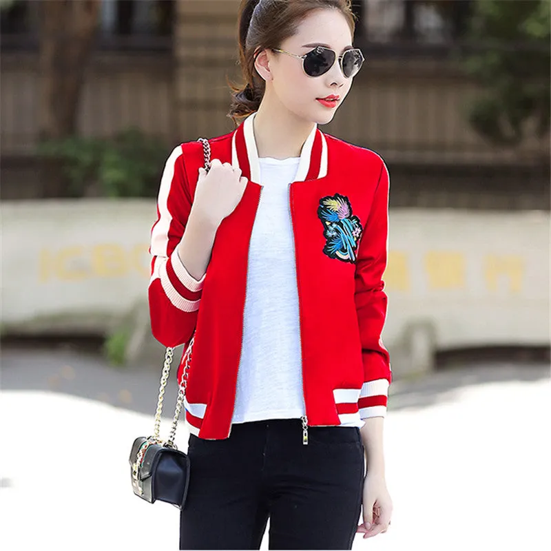 Women New Baseball Stand Collar Fleece Jacket With Pockets Zipper Coat Hoodies Embroidery Sweatshirts 71718 SM6