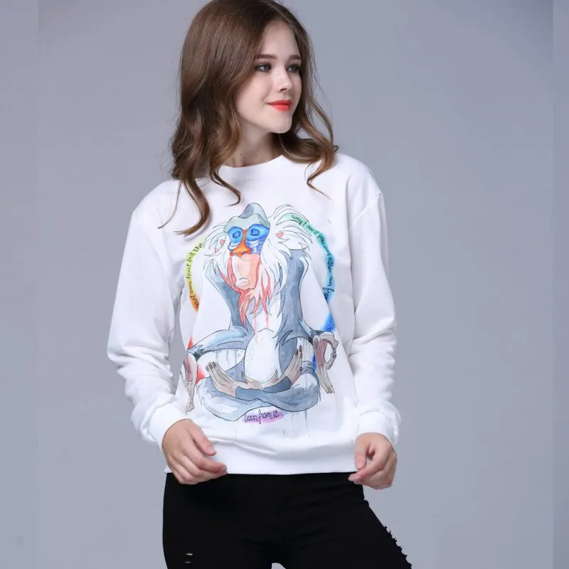 Women Plus Size hoodies Animal Flower printed Casual Sweatshirt Hoody Sudaderas Sweatshirt Pullovers SM6