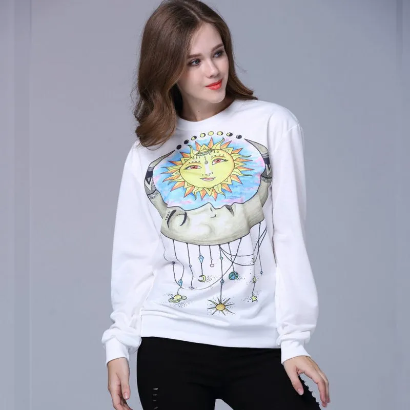 Women Plus Size hoodies Animal Flower printed Casual Sweatshirt Hoody Sudaderas Sweatshirt Pullovers SM6