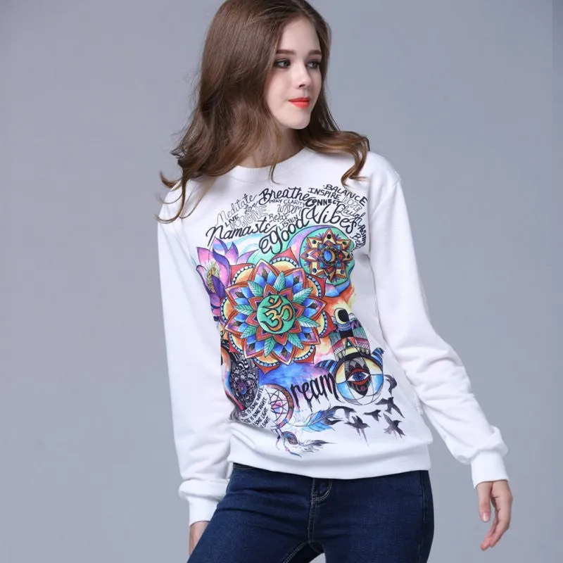 Women Plus Size hoodies Animal Flower printed Casual Sweatshirt Hoody Sudaderas Sweatshirt Pullovers SM6