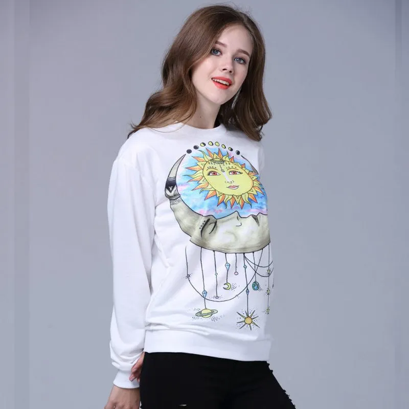 Women Plus Size hoodies Animal Flower printed Casual Sweatshirt Hoody Sudaderas Sweatshirt Pullovers SM6