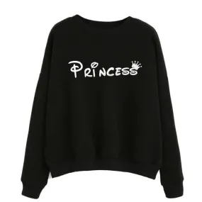 Women Sweatshirts Princess Letter Printed Long Sleeve Women'S Tracksuits Casual Loose Hoodies Polerones Mujer#A11 SM6