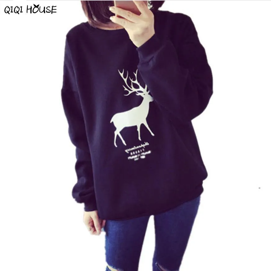 Women Tracksuit Christmas Elk Printing Loose Pullovers Warm Autumn Winter Basic Outwear Sweatshirts Sueter Feminino#C112 SM6