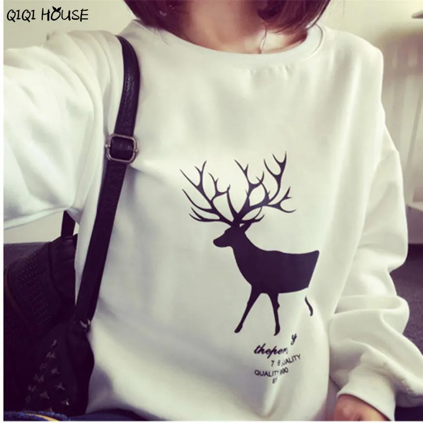 Women Tracksuit Christmas Elk Printing Loose Pullovers Warm Autumn Winter Basic Outwear Sweatshirts Sueter Feminino#C112 SM6