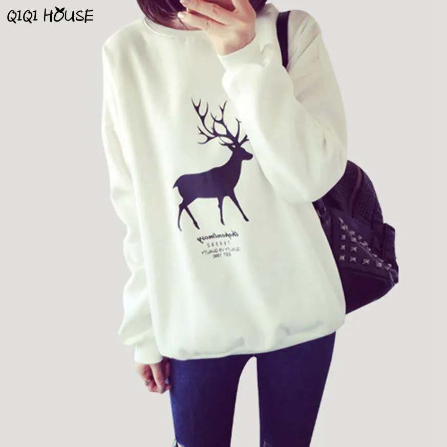 Women Tracksuit Christmas Elk Printing Loose Pullovers Warm Autumn Winter Basic Outwear Sweatshirts Sueter Feminino#C112 SM6