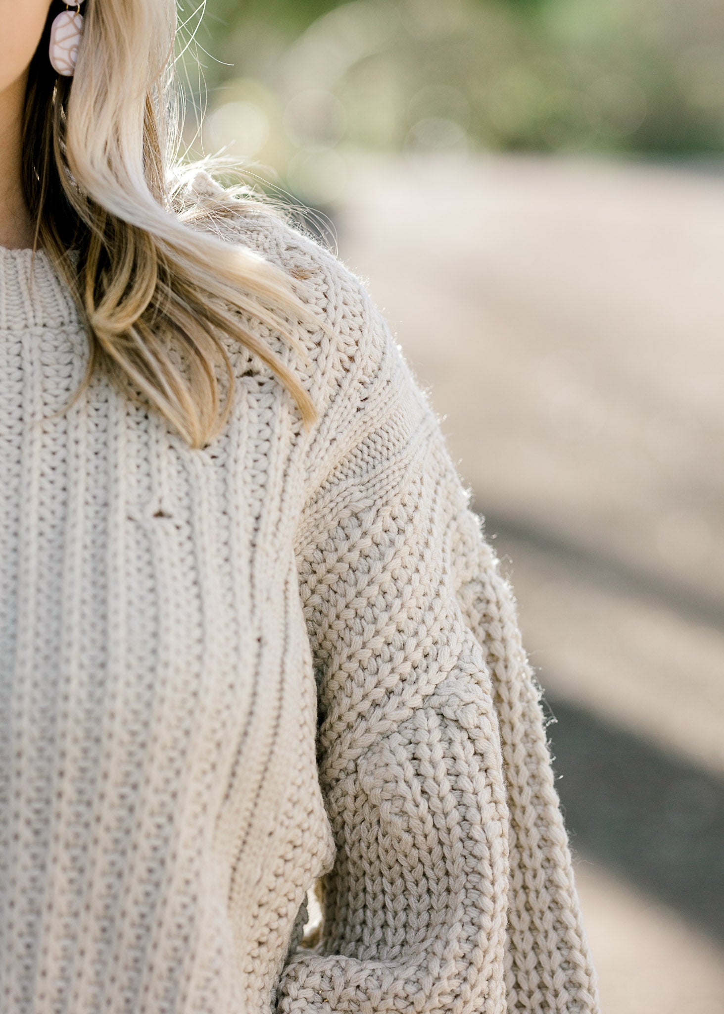 X Cream Round Neck Sweater