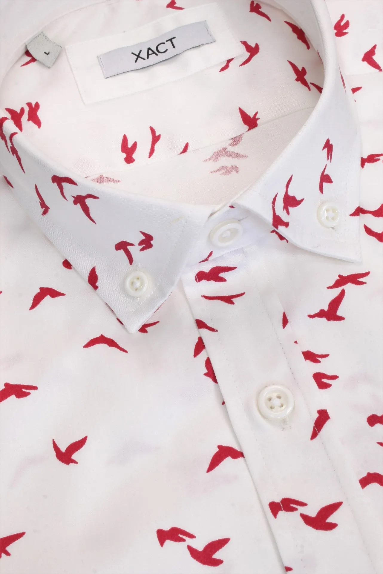 Xact Men's Cotton Bird Print Long Sleeved Shirt